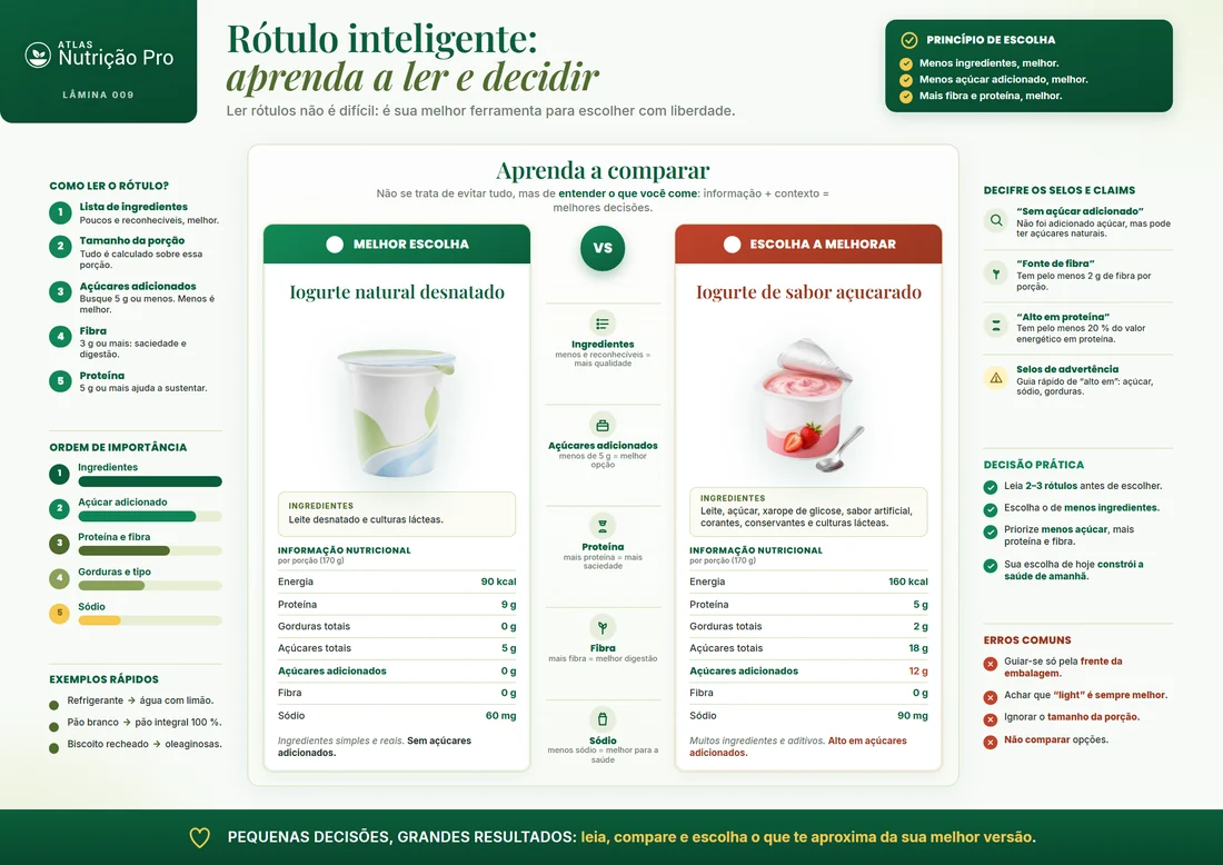 Lâmina de comparação de rótulos nutricionais entre dois produtos